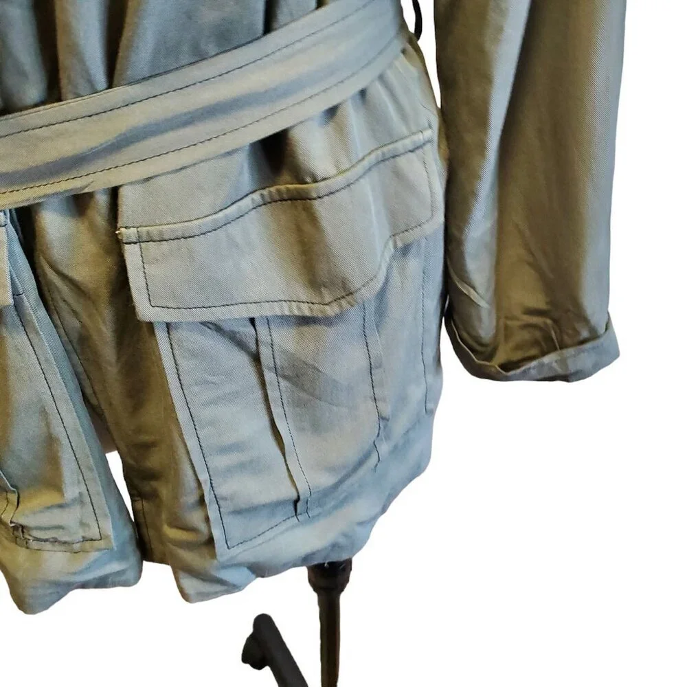 Daniel Rainn Olive Green Jacket With Belt Cargo Pockets Womens Small NWOT - Picture 7 of 11